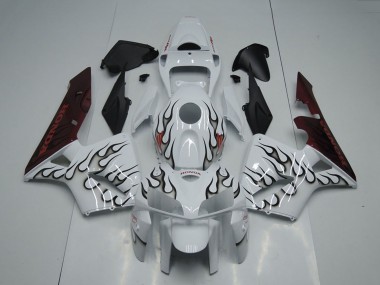 Online 2005-2006 Honda CBR600RR Motorcycle Fairing - White Black Flame Canada