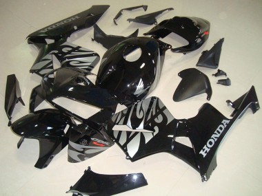 Online 2005-2006 Honda CBR600RR Motorcycle Fairings - Glossy Black Silver with Flame Canada
