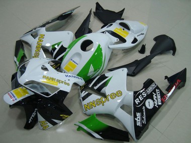 Online 2005-2006 Honda CBR600RR Motorcycle Fairings - White Green Yellow Glossy Black Hannspree Canada