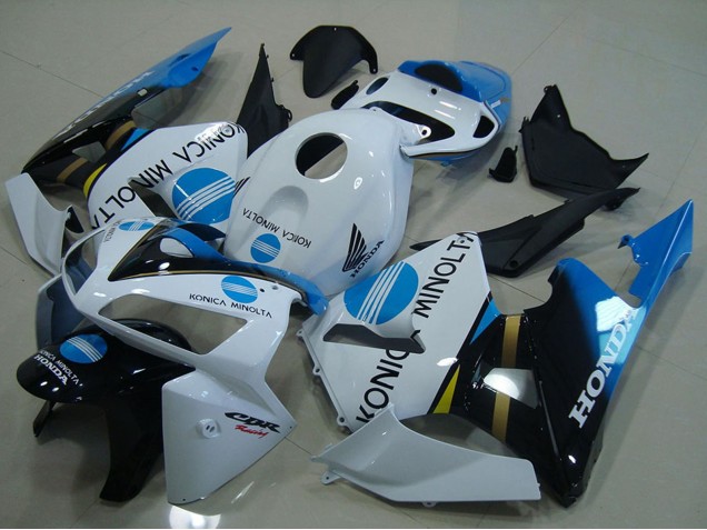 2005-2006 Honda CBR600RR Motorcycle Fairings - White Blue Glossy Black Konica Minolta Canada