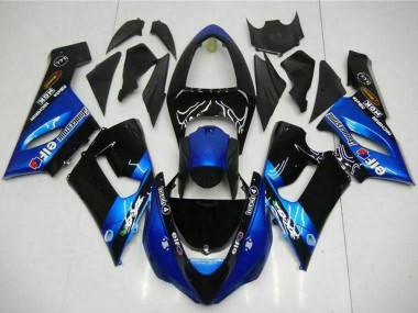 Online 2005-2006 Kawasaki ZX6R Motorcycle Fairings - Blue Glossy Black Elf Canada