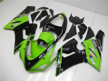 Online 2005-2006 Kawasaki ZX6R Motorcycle Fairings - Green Glossy Black Elf Canada