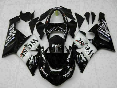 Online 2005-2006 Kawasaki ZX6R Motorcycle Fairings - Glossy Black White West Canada