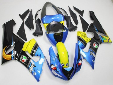 Online 2005-2006 Kawasaki ZX6R Motorcycle Fairings - Blue Yellow Black Shark Canada