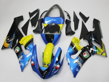 Online 2005-2006 Kawasaki ZX6R Motorcycle Fairings - Blue Yellow Black Shark Canada