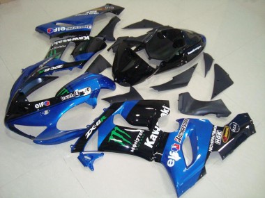 Online 2005-2006 Kawasaki ZX6R Motorcycle Fairings - Blue Glossy Black Green Monster Canada