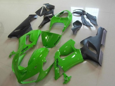 Online 2005-2006 Kawasaki ZX6R Motorcycle Fairings - Green Matte Black Canada
