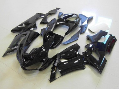 Online 2005-2006 Kawasaki ZX6R Motorcycle Fairings - Glossy Black Silver Decals Canada