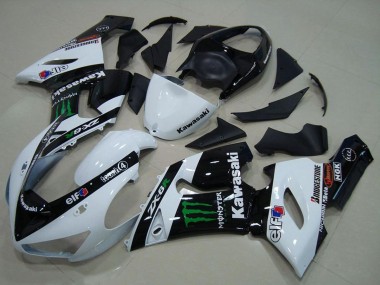 Online 2005-2006 Kawasaki ZX6R Motorcycle Fairings - White Glossy Black Green Monster Canada
