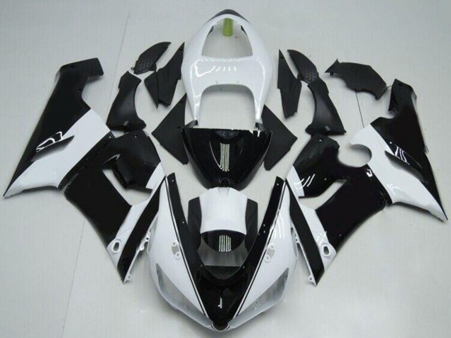 2005-2006 Kawasaki ZX6R Motorcycle Fairings - White Glossy Black Canada