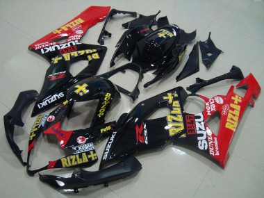 Online 2005-2006 Suzuki GSXR 1000 Motorcycle Fairings - Glossy Black Red Gold Rizla Canada