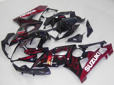 Online 2005-2006 Suzuki GSXR 1000 Motorcycle Fairings - Glossy Black Red Flame Canada