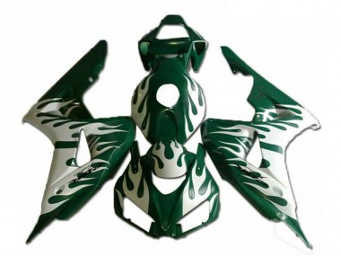 Online 2006-2007 Honda CBR1000RR Motorcycle Fairings - White Green Flame Canada