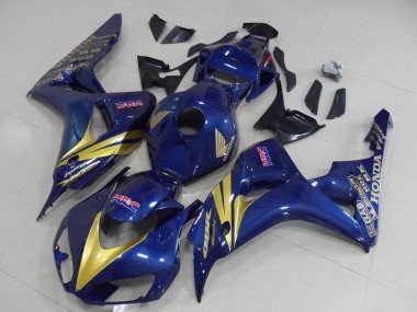 Online 2006-2007 Honda CBR1000RR Motorcycle Fairings - Dark Blue Gold Stripe Canada