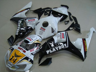 Online 2006-2007 Honda CBR1000RR Motorcycle Fairings - White Yellow Glossy Black Denso Playboy 14 Canada