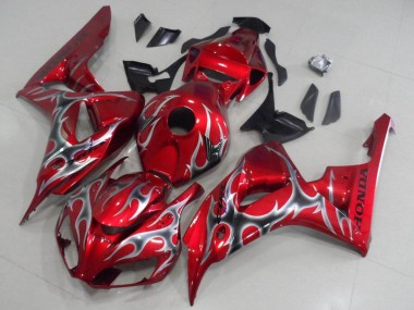 Online 2006-2007 Honda CBR1000RR Motorcycle Fairings - Red Black Silver Flame Canada