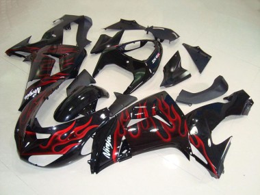 Online 2006-2007 Kawasaki ZX10R Motorcycle Fairings - Glossy Black Red Flame Canada