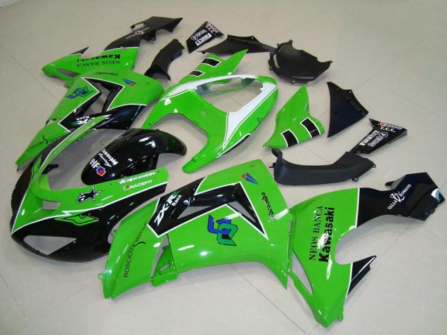 2006-2007 Kawasaki ZX10R Motorcycle Fairings - Green White Glossy Black Canada
