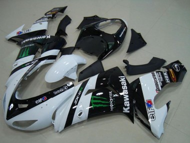 Online 2006-2007 Kawasaki ZX10R Motorcycle Fairings - White Glossy Black Green Elf Monster Canada