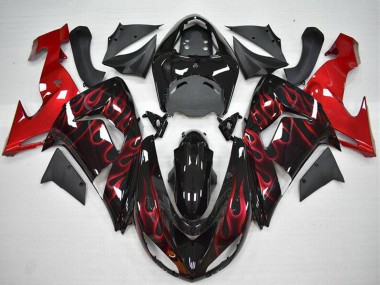 Online 2006-2007 Kawasaki ZX10R Motorcycle Fairing - Glossy Black Red Flame Canada