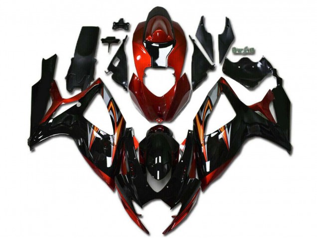 2006-2007 Suzuki GSXR 600/750 Motorcycle Fairings - Orange Silver Glossy Black Stripe Canada