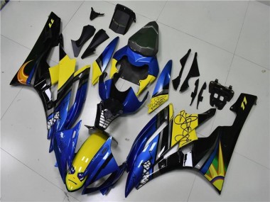 Online 2006-2007 Yamaha YZF R6 Motorcycle Fairings - Blue Yellow Glossy Black Shark Canada