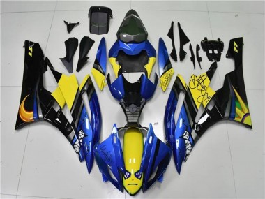 Online 2006-2007 Yamaha YZF R6 Motorcycle Fairings - Blue Yellow Glossy Black Shark Canada
