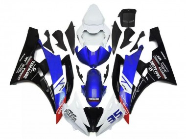 Online 2006-2007 Yamaha YZF R6 Motorcycle Fairings - White Blue Glossy Black Yamalube Becker Carbon Canada