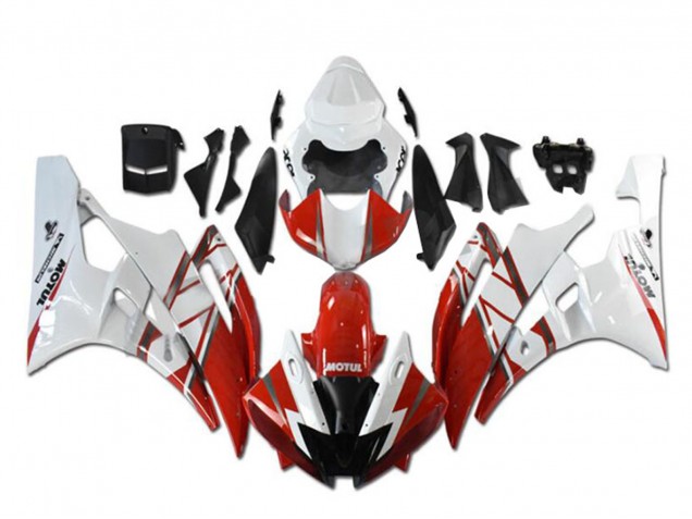 2006-2007 Yamaha YZF R6 Motorcycle Fairings - White Red Black Motul Michelin Canada