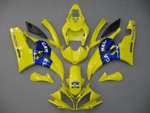 2006-2007 Yamaha YZF R6 Motorcycle Fairings - Yellow Blue Motul Michelin Camel Canada