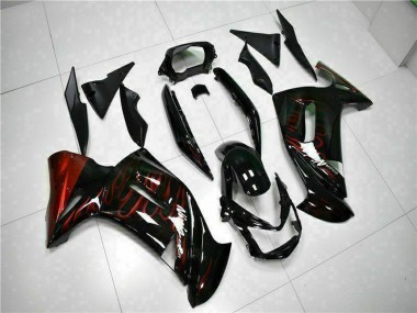 Online 2006-2008 Kawasaki EX650 Motorcycle Fairings - Glossy Black Red Flame Canada