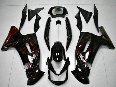 Online 2006-2008 Kawasaki EX650 Motorcycle Fairings - Glossy Black Red Flame Canada