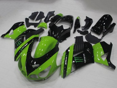 Online 2006-2011 Kawasaki ZX14R ZZR1400 Motorcycle Fairings - Green Glossy Black Monster Canada