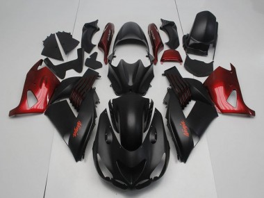 Online 2006-2011 Kawasaki ZX14R ZZR1400 Motorcycle Fairings - Matte Black Red Ninja Canada