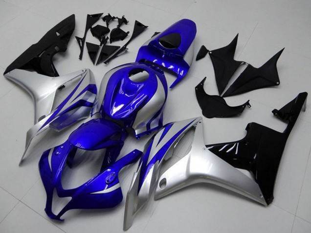2007-2008 Honda CBR600RR Motorcycle Fairings - Silver Blue Glossy Black OEM Style Canada
