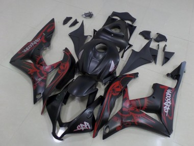 Online 2007-2008 Honda CBR600RR Motorcycle Fairings - Matte Black Red Skull Canada