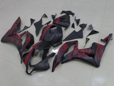 Online 2007-2008 Honda CBR600RR Motorcycle Fairings - Matte Black Red Skull with Stripe Canada