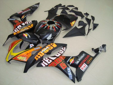 Online 2007-2008 Honda CBR600RR Motorcycle Fairings - Matte Black Orange Yellow Rossi 46 Canada