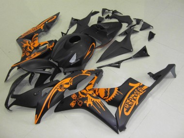 Online 2007-2008 Honda CBR600RR Motorcycle Fairings - Matte Black Orange Skull Canada
