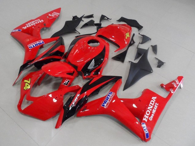 2007-2008 Honda CBR600RR Motorcycle Fairings - Red Glossy Black Racing Unlimited Parts 74 Canada