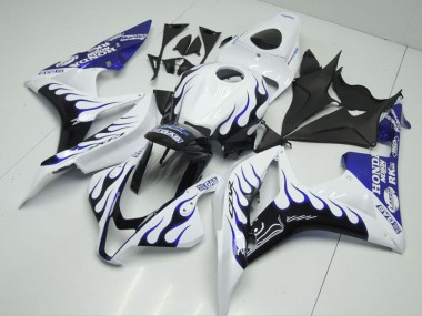 Online 2007-2008 Honda CBR600RR Motorcycle Fairings - White Blue Glossy Black Flame Canada