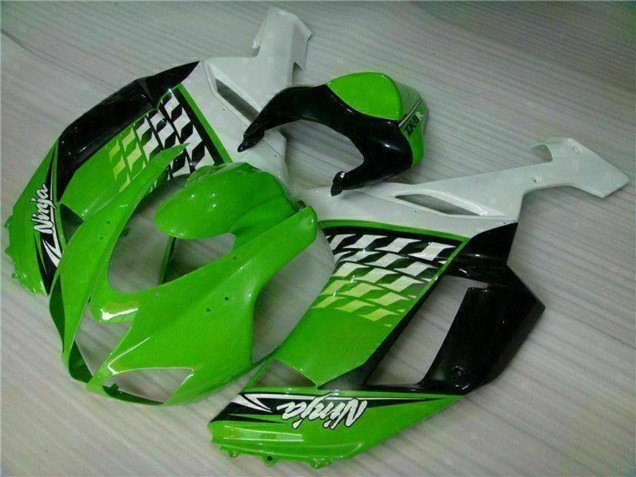 2007-2008 Kawasaki ZX6R Motorcycle Fairings - Green White Ninja Canada