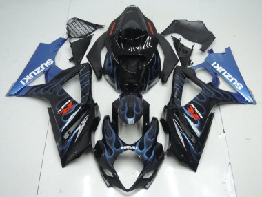 Online 2007-2008 Suzuki GSXR 1000 Motorcycle Fairing Kits - Glossy Black Blue Flame Canada
