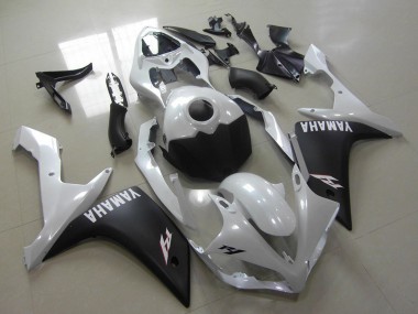 Online 2007-2008 Yamaha YZF R1 Motorcycle Fairings - White Matte Black Canada