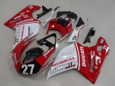 Online 2007-2014 Ducati 1098 Motorcycle Fairings - White Red Glossy Black Banner 27 Canada