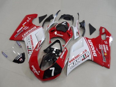 Online 2007-2014 Ducati 848 1098 1198 Motorcycle Fairings - White Red Glossy Black Banner 7 Canada