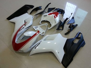 Online 2007-2014 Ducati 848 Motorcycle Fairings - White Red Matte Black Canada