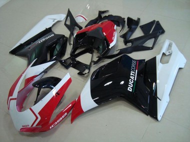 Online 2007-2014 Ducati 1098 Motorcycle Fairings - White Red Glossy Black Corse Canada