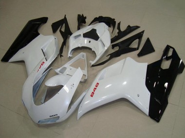 Online 2007-2014 Ducati 848 Motorcycle Fairings - White Glossy Black Canada