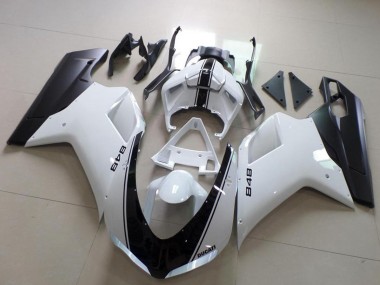 Online 2007-2014 Ducati 848 Motorcycle Fairing - White Matte Black Canada